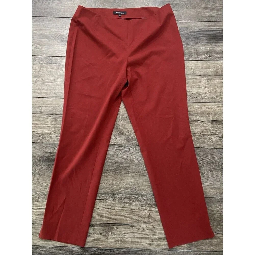 Lafayette 148 New York Stanton Pants Skinny Side Zip Wool Blend Dark Red Size 8